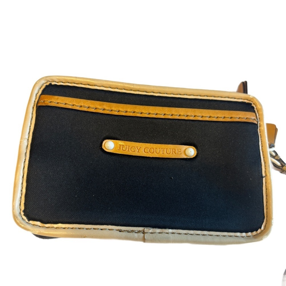 Vintage‎ Juicy Couture Mini Trifold Black Neoprene Wallet Faux Leather Trim